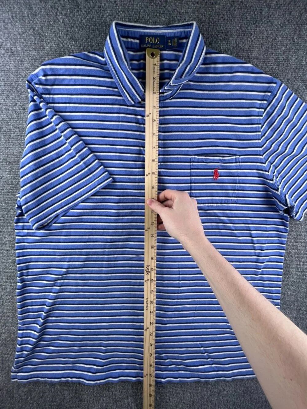 Polo Ralph Lauren Polo Shirt Short Sleeve XL Blue Striped Classic Fit Lightweigh